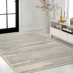 JONATHAN Y Khalil Modern Berber Stripe Cream/Gray Indoor Area Rug, 8x10, Contemporary, Bohemian, Easy-Cleaning for Living Room, Bedroom, Kitchen, Pet Friendly, Non-Shedding (MOH207C-8)