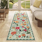 Rug Runners 2x6, Floral Green Washable Kitchen Rugs for Hallways Area Rugs, Non Slip Long Rug Low Pile Doormat Flower Carpet for Kitchen, Entryway Indoor, Bedroom, Bathroom, Laundry, Sage Green