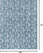 Rugs.com Lattice Trellis Collection Rug – 9' x 12' Blue Low-Pile Rug Perfect for Living Rooms, Large Dining Rooms, Open Floorplans