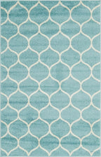 Rugs.com Lattice Frieze Collection Rug – 4' x 6' Light Blue Medium Rug Perfect for Living Rooms, Large Dining Rooms, Open Floorplans