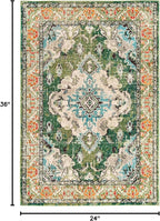 SAFAVIEH Monaco Collection Accent Rug - 2' x 3', Forest Green & Light Blue, Boho Medallion Distressed Design, Non-Shedding & Easy Care, Ideal for High Traffic Areas in Living Room, Bedroom (MNC243F-2)