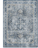 RUGGABLE Washable Area Rug – Kamran Admiral Blue 5x7, Stain-Resistant, Non-Slip – Medium Machine Washable Rugs for Living Room, Bedroom, Hallway, Entryway & Office–with Cushioned Pad
