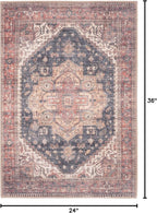 GLN Rugs Traditional Collection - Machine Washable Area Rug, Traditional Washable, Non Slip, Low Pile Chenille Rug, Living Room, Bedroom, Kitchen Rug (2' x 3' Black/Terra)