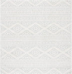 SAFAVIEH Tulum Collection Area Rug - 8' Square, Ivory & Light Grey, Moroccan Boho Tribal Design, Non-Shedding & Easy to Clean, Ideal for Living Room, Bedroom, Dining Space (TUL272G)