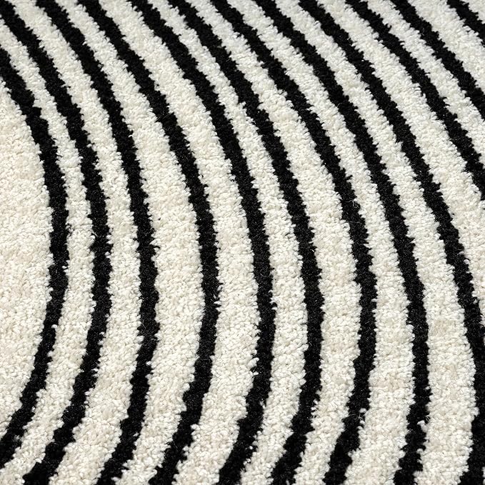 Abani Nuevo Beige Black Swirls Modern Area Rug 5' x 8' for Living Room, Bedroom - Abstract Design - Durable & Easy to Clean