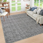 RUGSREAL Living Room Area Rug 10x13 Modern Solid Color Large Bedroom Rug with Rubber Backing Stain Resistant Low Pile Dining Room Throw Carpet Contemporary Washable Rug for Home Decor Office, Grey