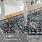 Easy-Going Area Rug 5x7 Medallion Distressed Washable Rugs for Living Room Non-Slip Bedroom Rug Low Pile Lightweight Vintage Retro Throw Rug for Dining Room Kitchen Home Office Carpet, Teal Brick