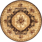 Rugs.com Chateau Collection Rug – 6 Ft Round Brown Medium Rug Perfect for Kitchens, Dining Rooms