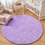 Andency Purple Round Area Rug for Bedroom, Shag Circle Rug 4'X4' for Room, Cute Fluffy Circular Carpet for Room, Shaggy Fuzzy Plush Rug for Room Dorm Playroom