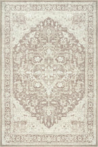 Bloom Rugs Washable Non-Slip 5' x 7' Rug - Light Brown Traditional Medallion Area Rug for Living Room, Bedroom, Dining Room, and Kitchen - Exact Size: 5' x 7'
