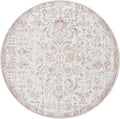 jinchan Kalen Round Rug 4ft Area Rug Washable Vintage Indoor Retro Accent Entryway Floor Cover Distressed Floral 4' Round Circle Boho Non Slip Thin Carpet for Bedroom Living Room Dining Room Red