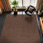CAMILSON Easy Jute Rug 9x12, Indoor Outdoor Brown Color Fiber Area Rugs for Living Room Patio and Kitchen Rug, Solid Boho Woven Design, Easy-Cleaning, Washable Outside Carpet Alfombras (9 x 12)