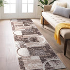 Rugshop Contemporary Abstract Circle Design Runner Rug, Fade-Resistant Carpet for Hallway, Entryway, or Kitchen, Brown, 2' x 7'2"