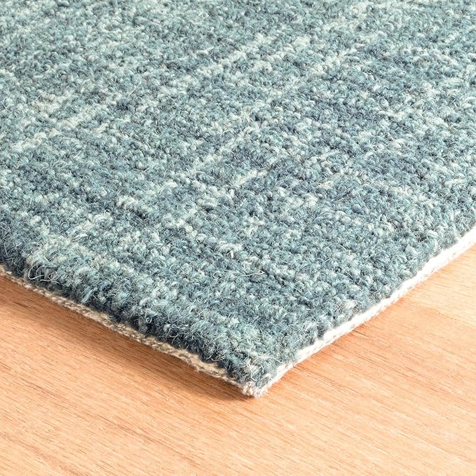 Dash and Albert Crosshatch Wool Area Rug - 3' x 5' Aegean Solid Hand Micro Hooked Accent Rug - Durable, High Traffic Areas Bedroom, Hallway, Stairs - Premium Luxury Hotel Quality Soft Breathable