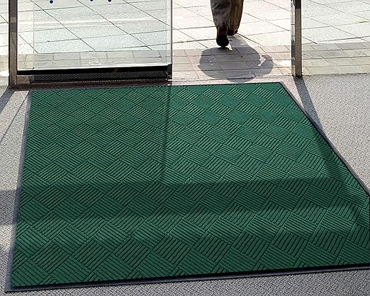WaterHog Diamond | Commercial-Grade Entrance Mat with Rubber Border – Indoor/Outdoor, Quick Drying, Stain Resistant Door Mat (Evergreen, 3' x 12')