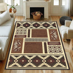UNREASTO Western Area Rugs 4x6ft Vintage Country Southwestern Native Botanical Farmhouse Rug Floor Mats, Rustic Pine Cone Non-Slip Washable Throw Rugs for Hallway Living Room Bedroom Hardwood Floors