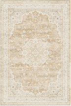 HUGEAR Machine Washable Area Rugs 6x9 Vintage Beige Brown Living Room Bedroom Rug Neutral Style Non Slip Stain Resistant Low Pile Throw Carpet for Home Retro Aesthetic Modern Decor