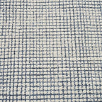 Hand-Tufted 100% Wool Pile Area Rug – Geometric Textured Grid Check Pattern – Thick and Durable Floor Carpet for Bedroom, Living Room, Kids Room, and Dining Area (Indigo Blue, 10' x 10')