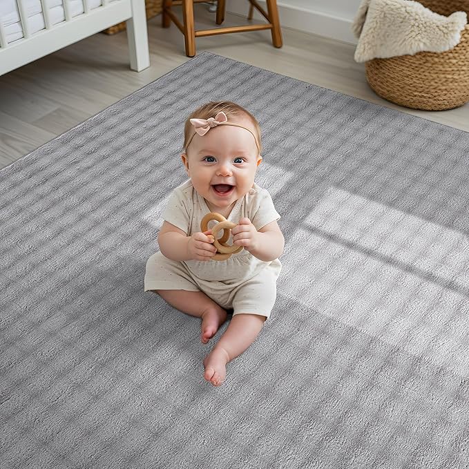 CAMILSON Modern Gray Non Slip Rug 5x7 Ultra Soft High Pile Area Rugs Non Skid Rubber Backing Durable & Easy to Clean Carpet for Living Room Bedroom Kids Room Indoor Use (5 x 7 Gray)