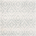 SAFAVIEH Adirondack Collection Area Rug - 10' Square, Ivory & Light Blue, Modern Diamond Distressed Design, Non-Shedding & Easy Care, Ideal for High Traffic Areas in Living Room, Bedroom (ADR131T)