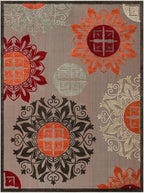 Unique Loom Outdoor Modern Collection Area Rug - Chicago (10' x 13' 1" Rectangle Brown/Orange)