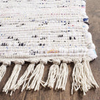 SAFAVIEH Rag Rug Collection Area Rug - 9' Square, Ivory & Multi, Handmade Boho Stripe Cotton, Ideal for High Traffic Areas in Living Room, Bedroom (RAR121G)
