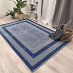 Alfa Rich 7x10 Navy Blue Washable Area Rugs for Living Room Bedroom Kitchen Dining Cotton Rug