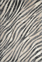 Abani Terra Area Rug for Living Room, Bedroom - Zebra Pattern - Black Cream - 4' x 6' - Durable & Easy to Clean