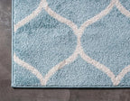 Rugs.com Lattice Frieze Collection Rug – 2' x 6' Runner Light Blue Medium Rug Perfect for Living Rooms, Large Dining Rooms, Open Floorplans