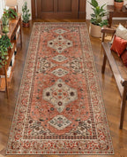Tangsoo 2x5 Washable Runner Rug for Hallways, Non Slip Vintage Runner Rug, Soft Low Pile Long Rug Runner, Print Distressed Carpet Runners for Kitchen Bedroom Entryway Bathroom Living Room