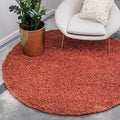 Unique Loom Solid Shag Collection Area Rug (7' 1" Round, Terracotta)