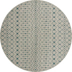 Unique Loom Outdoor Trellis Collection Area Rug - Tribal Trellis (10' 8" Round, Light Blue/ Ivory)