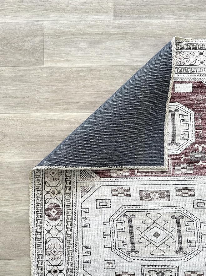 Fame Living Faded Oushak Rug, Turkish Vintage Floral Pastel Large Oversized Area Rugs for Living Room Dining Bedroom Kitchen Bathroom Nursery (848CrRd, 5' x 6'9")
