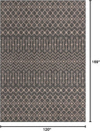 Unique Loom Outdoor Trellis Collection Area Rug - Tribal Trellis (10' x 14' 1" Rectangle, Charcoal Gray/ Natural)