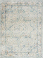 Nourison Home Astra Machine Washable Light Blue 5'3" x 7' Area Rug - Easy Clean, Non Shedding, Bed Room, Living Room, Dining Room, Kitchen (5' x 7')