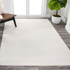 Eyely UES100T-6 Supersoft Haze Solid Low-Pile Indoor Area Rug, Coastal, Bohemian, Minimalist, Classic, Casual for Bedroom,Kitchen,Living Room,Non Shedding,Easy-Washing, Cream, 6 X 9