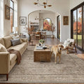 HUGEAR Washable 8x10 Area Rugs Retro Brown Living Room Bedroom Rug Vintage Distressed Non Slip Stain Resistant Low Pile Neutral Throw Carpet for Home Decor