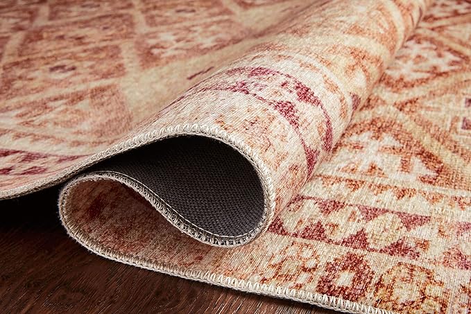 Loloi Layla Collection LAY-16 Natural/Spice 3'-6" x 5'-6" .13" Thick Accent Rug, Soft, Durable, Vintage Inspired, Distressed, Low Pile, Non-Shedding, Easy Clean, Printed, Living Room Rug