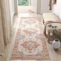 jinchan Runner Rug 2x6 Vintage Hallway Rug Boho Washable Runner Floral Medallion Retro Lightweight Non Slip Classic Thin Soft Carpet for Kitchen Bedroom Bathroom Laundry Room Doorway Brick Red