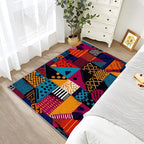 Patchwork Rugs for Entryway - Geometric Abstract Area Rugs 3x4, Multicolor Retro Aesthetic Non Slip Foldable Indoor Throw Carpet Home Decor #C015