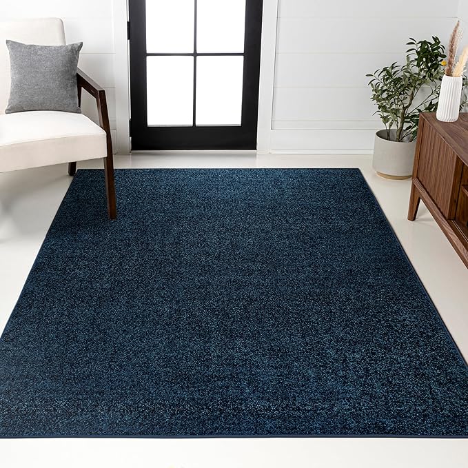 JONATHAN Y Haze Solid Low-Pile Navy Indoor Area Rug 6x9, Coastal,Bohemian,Minimalist,Classic, Easy-Cleaning for Living Room,Bedroom,Kitchen,Pet Friendly,Non-Shedding (SEU100C-6)