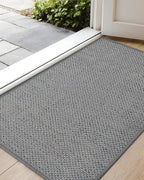 Color&Geometry Ultra-Thin Indoor Door Mat, 17"x29" Low-Profile Non-Slip Entryway Rug with Modern Geometric Texture, Washable Doormat for Indoor Entrance, Front Door, Light Grey (Rolled-up NO Creases)