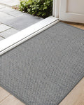 Color&Geometry Ultra-Thin Indoor Door Mat, 27"x59" Low-Profile Non-Slip Entryway Rug with Modern Geometric Texture, Washable Doormat for Entrance, Front Doors, Light Grey (Rolled-up NO Creases)