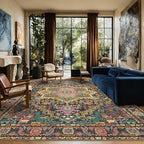 Kokia 9x12 Washable Black and Pink Area Rugs with Vintage Orient Design, Soft Rug for Living Room or Bedroom, Non-Slip Low Pile Stain Resistance Features, Distressed Medallion Pattern