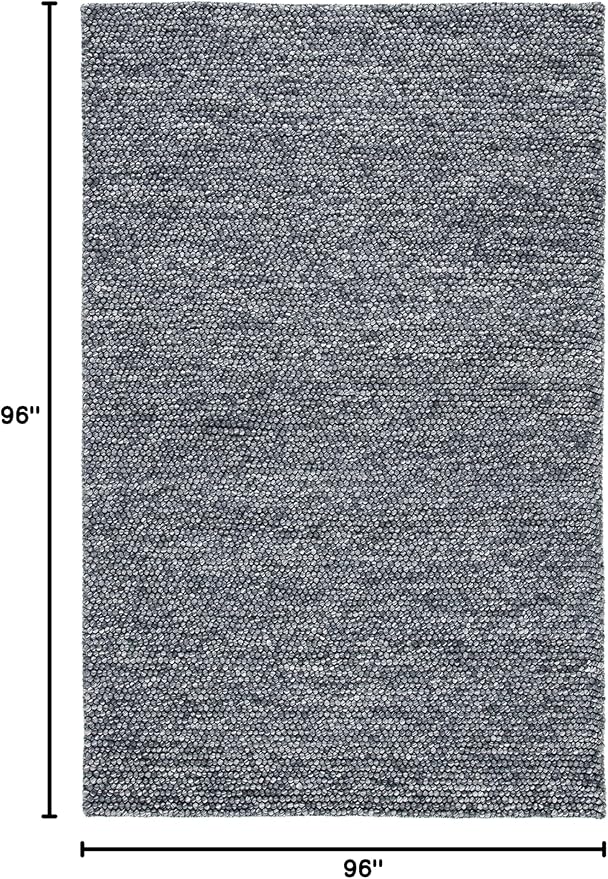 SAFAVIEH Natura Collection Area Rug - 8' Square, Dark Grey, Handmade Wool Blend, Textured Design, Ideal for Living Room, Bedroom, Dining Space (NAT620H)
