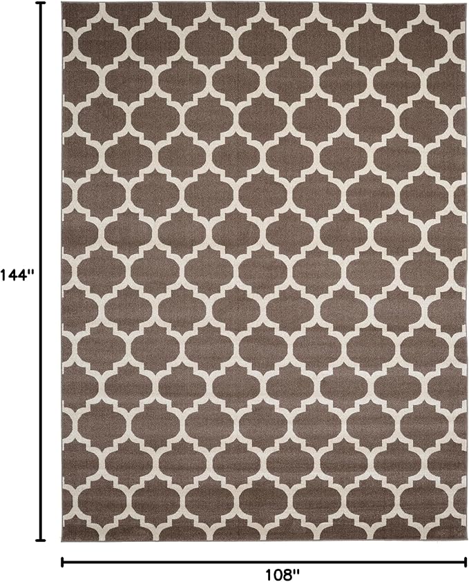 Rugs.com Lattice Collection Rug – 9' x 12' Brown Medium Rug Perfect for Living Rooms, Large Dining Rooms, Open Floorplans