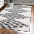 JONATHAN Y Elm Diamond Stripe Shag White/Gray Indoor Area Rug, 5x8, Geometric, Bohemian, Contemporary, Easy-Cleaning for Living Room, Bedroom, Kitchen, Pet Friendly, Non-Shedding (MOH408A-5)