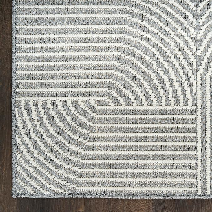 Nourison Home Textured Home Charcoal Ivory 2'3" x 7'6" Area Rug - Easy Clean, Non Shedding, Bed Room, Living Room, Dining Room, Kitchen (8' Runner)