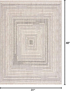 Hauteloom Lunao Living Room, Bedroom Area Rug - Geometric, Solid & Striped - Charcoal, Cream, Beige - 2'7" x 4'