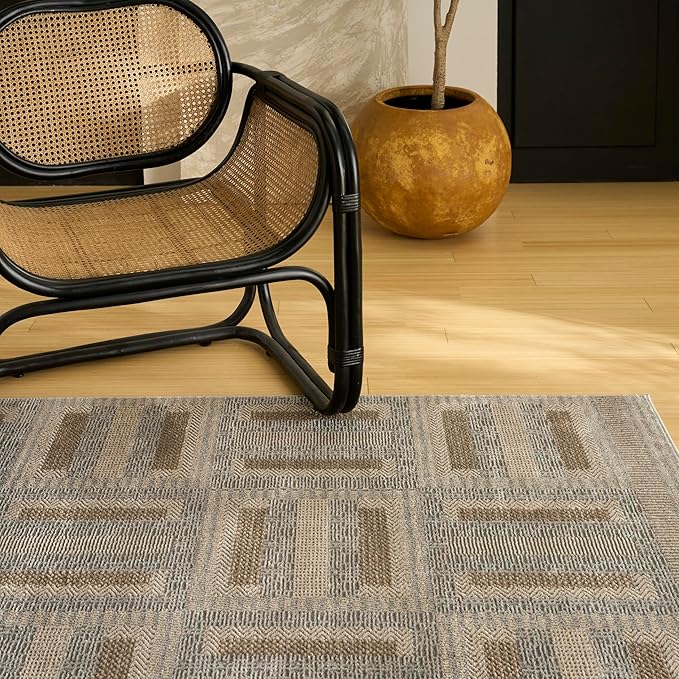 Nourison Home Nordic Grey Multicolor 8' x 10' Scandinavian Area Rug - Easy Clean, Non Shedding, Bed Room, Living Room, Dining Room, Kitchen (8' x 10')